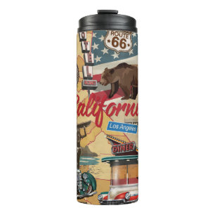 Termo Poster de California de época con atracciones turí