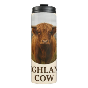 Termo Póster de retrato de vaca de las Highlands con "Va