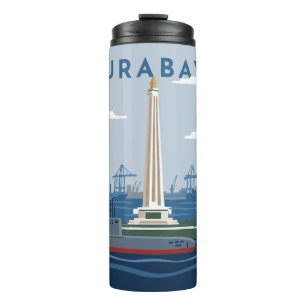 Termo Póster de viaje a Surabaya Indonesia
