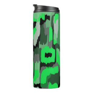 Termo Pouf de arte abstracto verde y negro