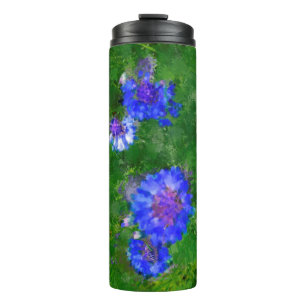 Termo Pradera verde de verano y flores azules