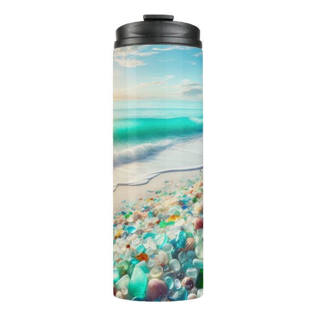Termo Preciosa playa del océano con vidrio de mar (Anverso)