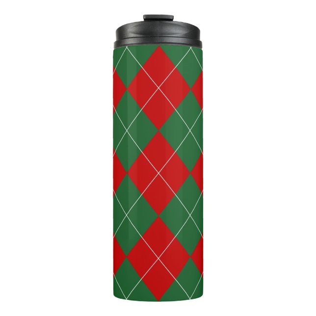 Termo Preppy Argyle Tartán Diamond Plage Verde Rojo (Anverso)