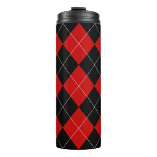 Termo Preppy Argyle Tartán Diamond Plantado Rojo Negro