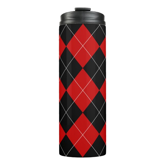 Termo Preppy Argyle Tartán Diamond Plantado Rojo Negro (Anverso)