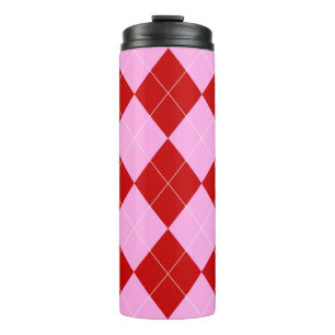 Termo Preppy Argyle Tartán Diamond Plantado Rojo Rosa