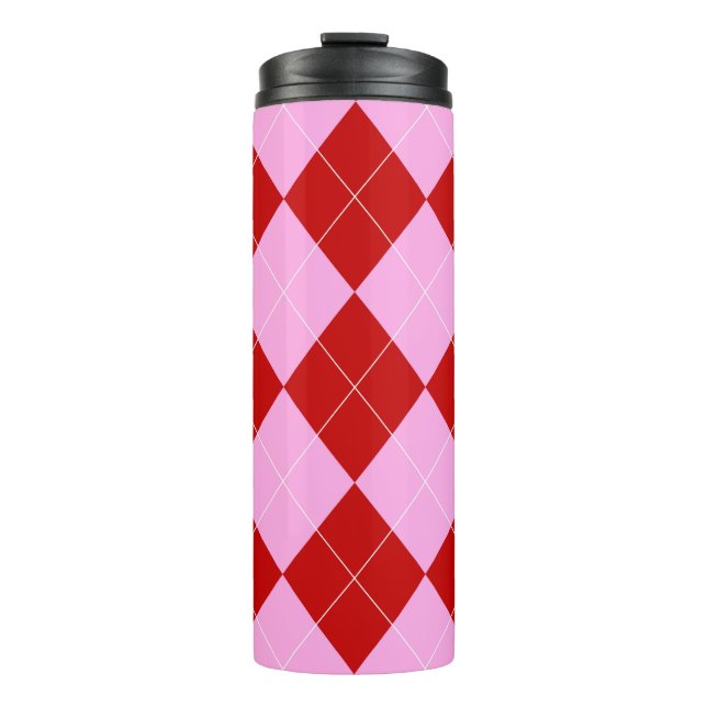 Termo Preppy Argyle Tartán Diamond Plantado Rojo Rosa (Anverso)