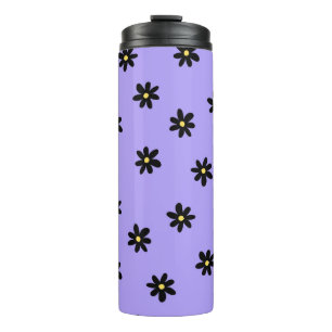 Termo Preppy Purple Black Floral Simple Flower Pattern