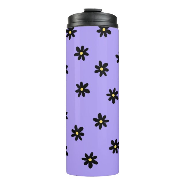 Termo Preppy Purple Black Floral Simple Flower Pattern (Anverso)