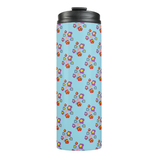 Termo Pretty Blue Ladybug and Flowers Pattern (Anverso)