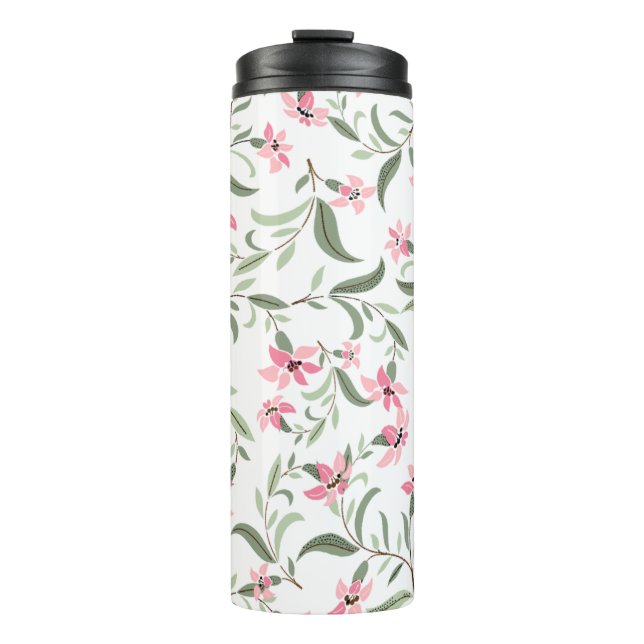 Termo Pretty Elegant Pink Floral Pattern White (Anverso)