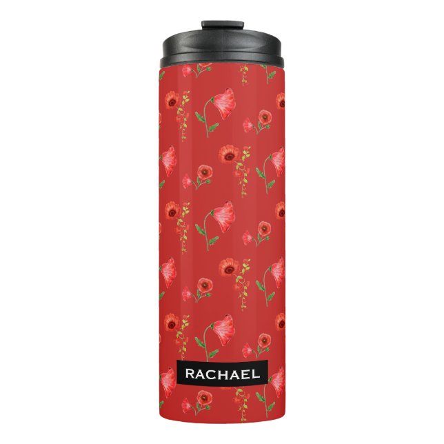 Termo Pretty Red Poppies Pattern Personalised (Anverso)