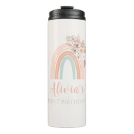 Termo Primer cumpleaños de la acuarela arcoiris Boho