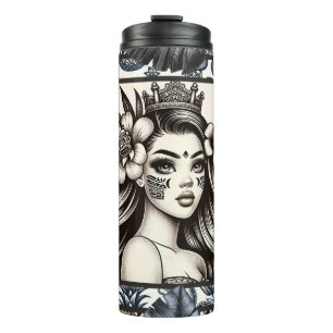 Termo Princesa Polinesia Floral Tribal Azul