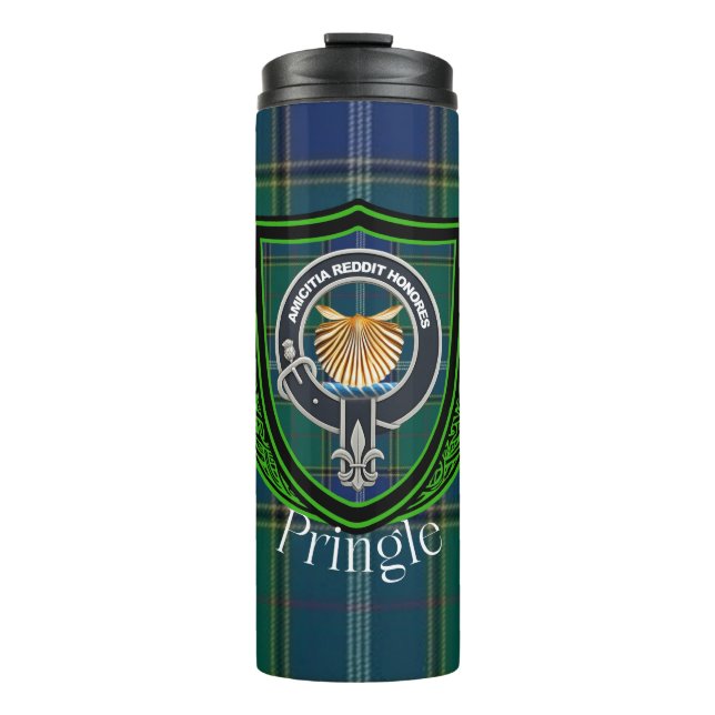 Termo Pringle Scottish Clan Tartan and Crest (Anverso)
