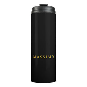 Termo Profesional Minimalista Dorado y Negro Nombre