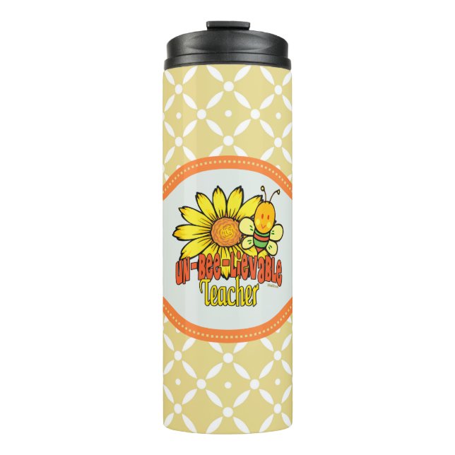 Termo Profesor increíble con los girasoles y las abejas (Anverso)