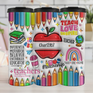 Termo Profesores: Inspire, crezca, mentes, corazones