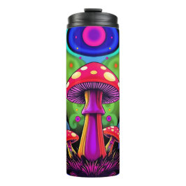 Termo Psychedelic Vibrant Colorful Retro Mushrooms