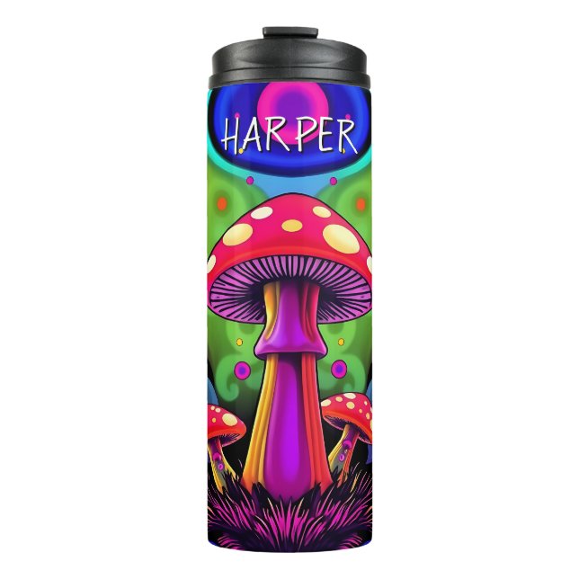 Termo Psychedelic Vibrant Colorful Retro Mushrooms (Anverso)
