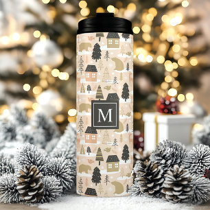 Termo Pueblo de oso de Navidad personalizado