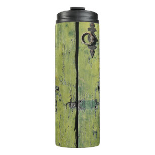 Termo Puerta de 2 paneles de madera marrón cerrada