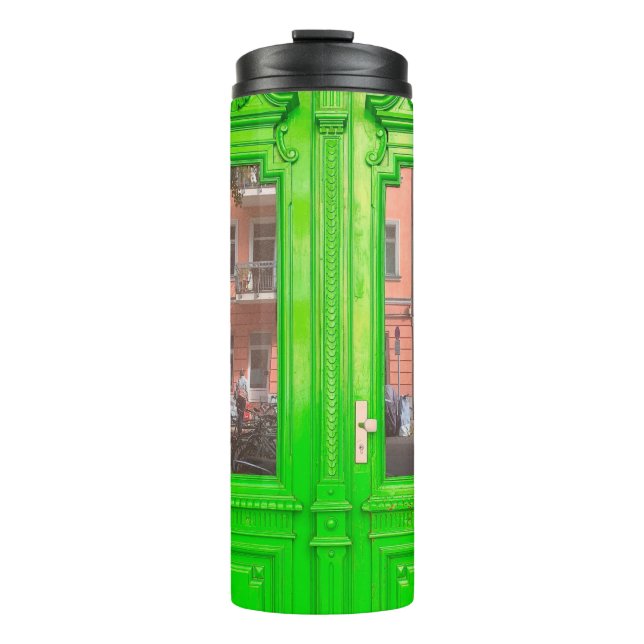 TERMO PUERTA DE CRISTAL DE MADERA VERDE (Anverso)