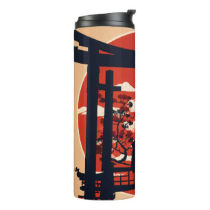 Termo Puerta Torii Japonesa Silueta - Atardecer Zen Mini