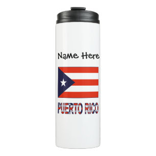 Termo Puerto Rico Bandera Puertorriqueña Azul Personaliz