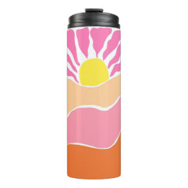 Termo Puesta de sol boho rosa pálido y naranja