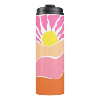 Termo Puesta de sol boho rosa pálido y naranja