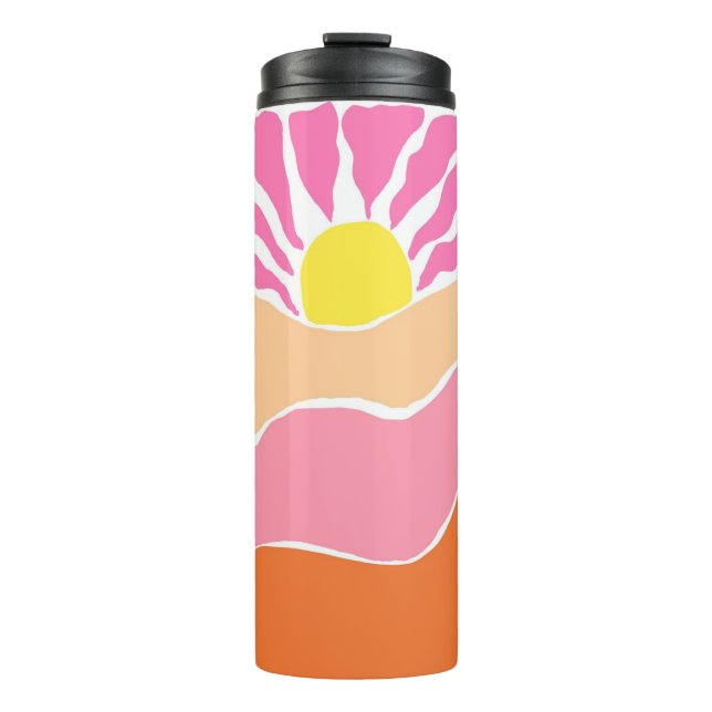 Termo Puesta de sol boho rosa pálido y naranja  (Anverso)