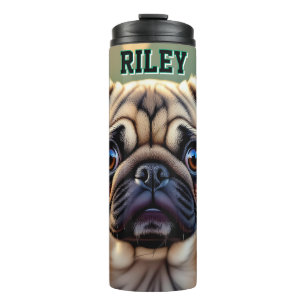 Termo Pug Adorable de Cerca   Perro Lindo Personalizado