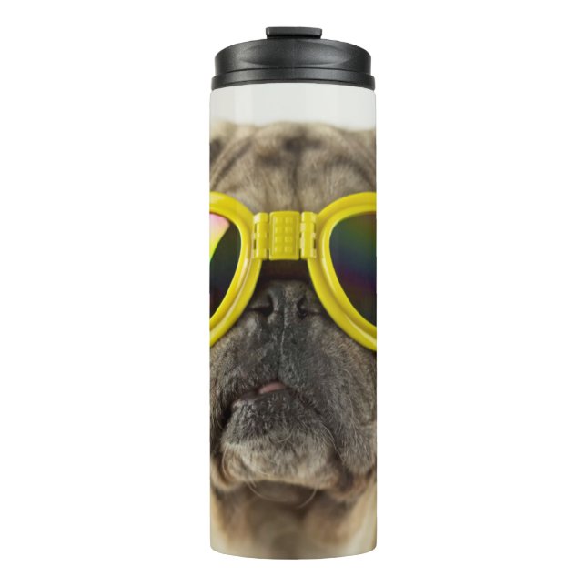 Termo Pug con gafas (Anverso)