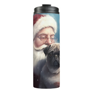 Termo Pug Con Santa Claus Navideño Festivo