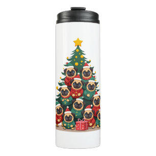 Termo Pug de Perro Árbol de Navidad Navidades Lindas (2)
