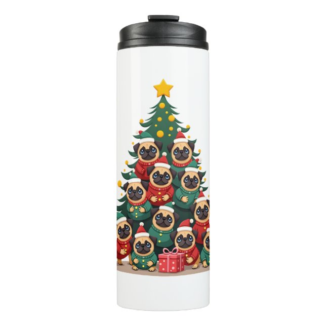 Termo Pug de Perro Árbol de Navidad Navidades Lindas (2) (Anverso)