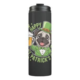 Termo Pug divertido del día de San Patricio con jarra de