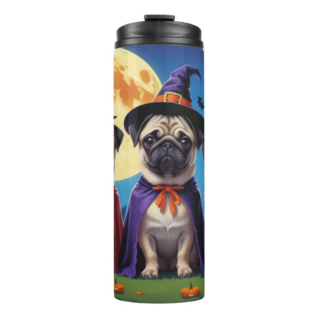 Termo Pug Dog Pumpkin Halloween Funny (Anverso)