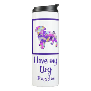 Termo Pug Dog Silhouette Cute Purple PY&B