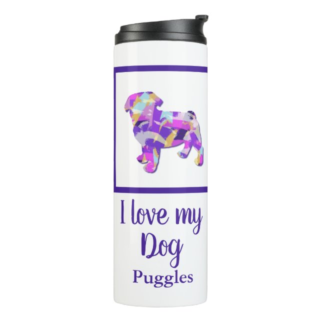 Termo Pug Dog Silhouette Cute Purple PY&B (Rotado hacia la izquierda)