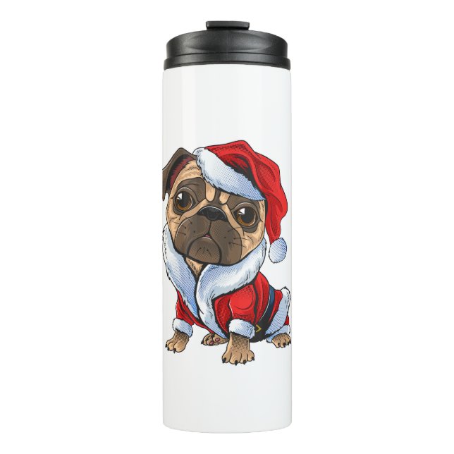 Termo Pug Santa Navidades de disfraces Pajama Cute Perro (Anverso)