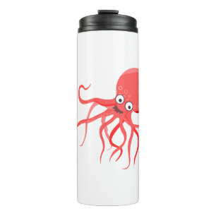 Termo Pulpo de dibujos animados mar rojo naranja