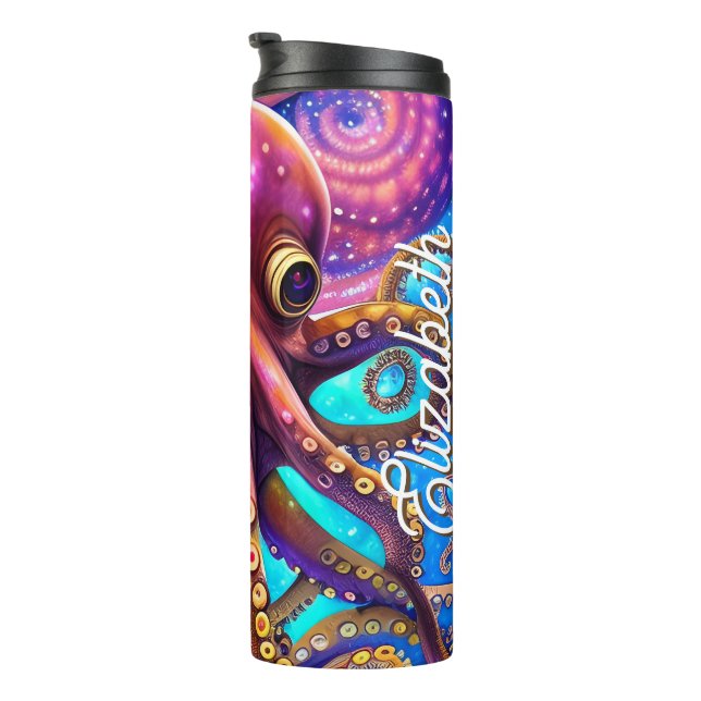 Termo Pulpo kraken con nombre personalizado (Rotado hacia la derecha)