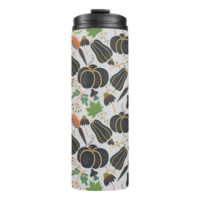 Termo Pumpkin seamless pattern carrot black and white (Anverso)
