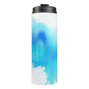 Termo Punto azul, pintado a mano abstracto de la