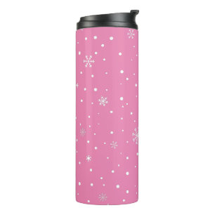 Termo Punto de Polka Blanco y Rosa de Nieve navidades