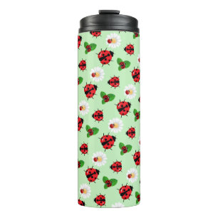 Termo Punto de polka rojo lindo Ladybug Daisy flor veran