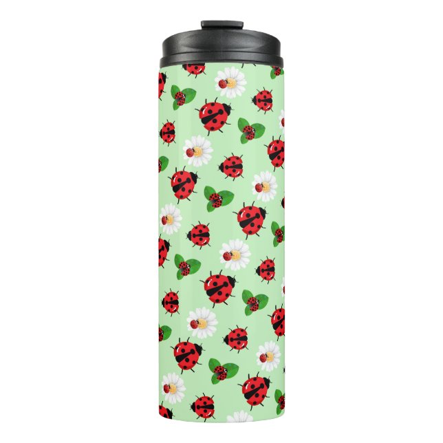 Termo Punto de polka rojo lindo Ladybug Daisy flor veran (Anverso)