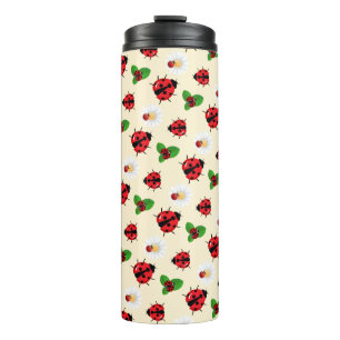 Termo Punto de polka rojo lindo Ladybug Daisy flor veran